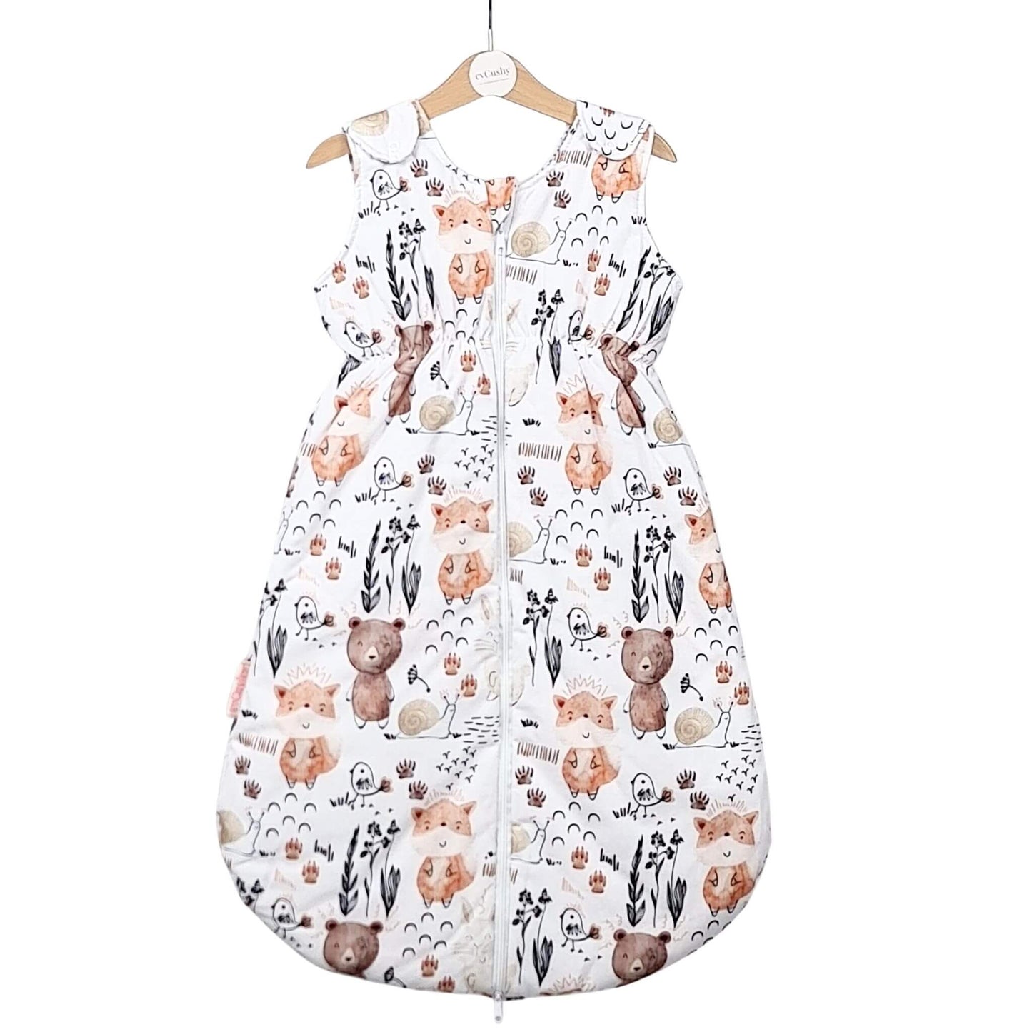 Cotton baby sleeping bag woodland animals owls and rabbits