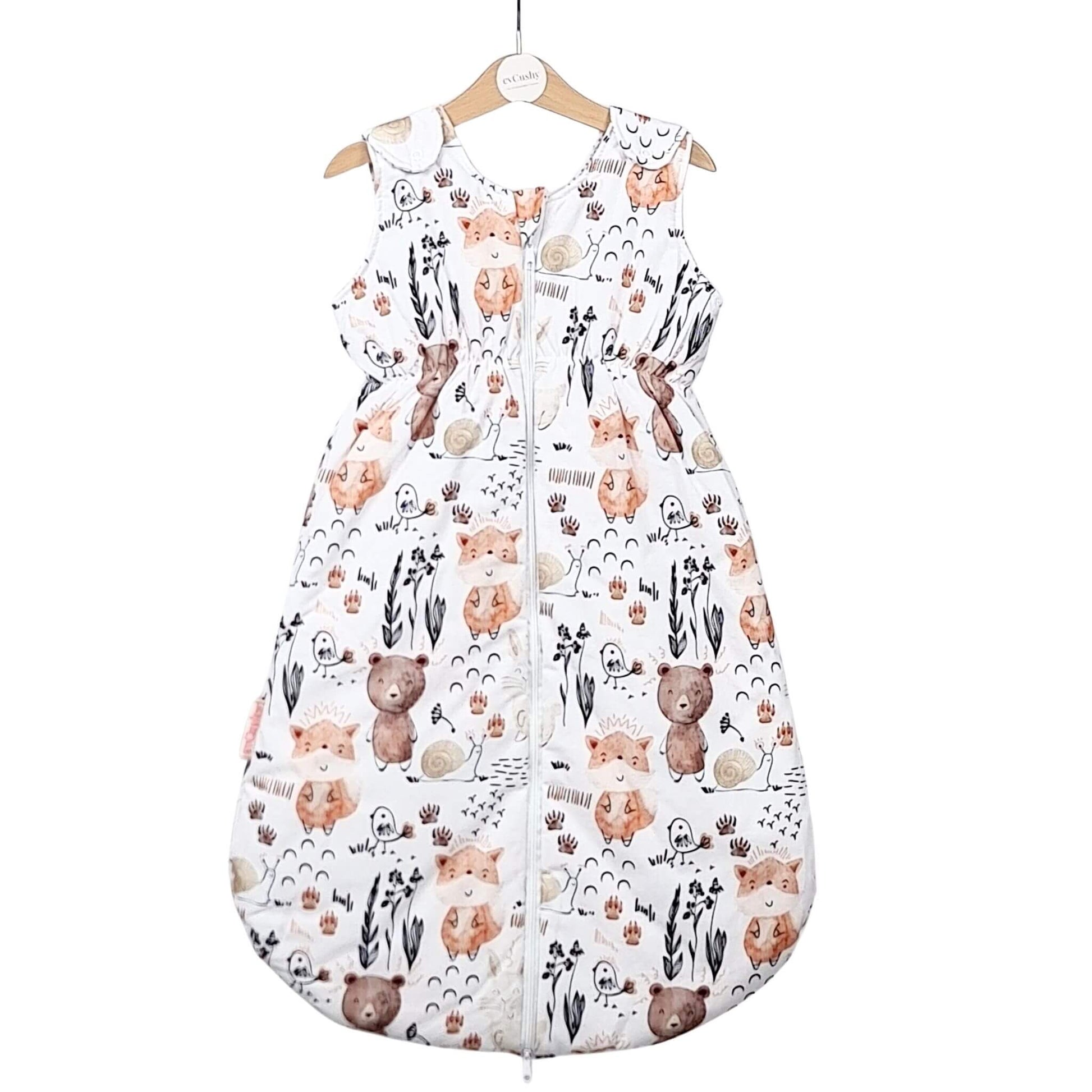 Cotton baby sleeping bag woodland animals owls and rabbits