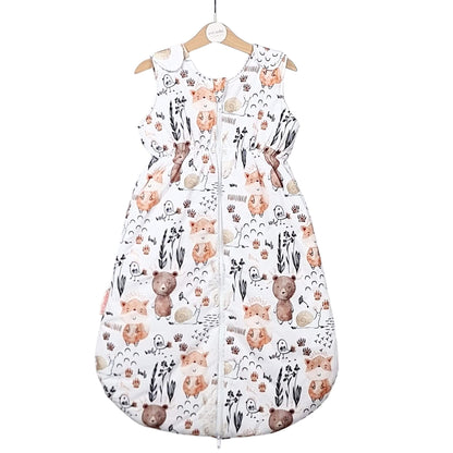 Cotton baby sleeping bag woodland animals owls and rabbits