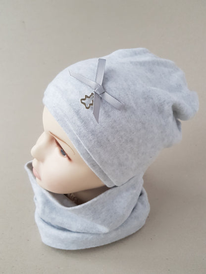 Baby & Kids Cotton Hat with Ribbon & Bear Pendant 6-24 Months