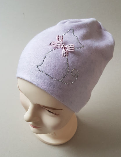 Kids Cotton Hat with Cat Stud Design