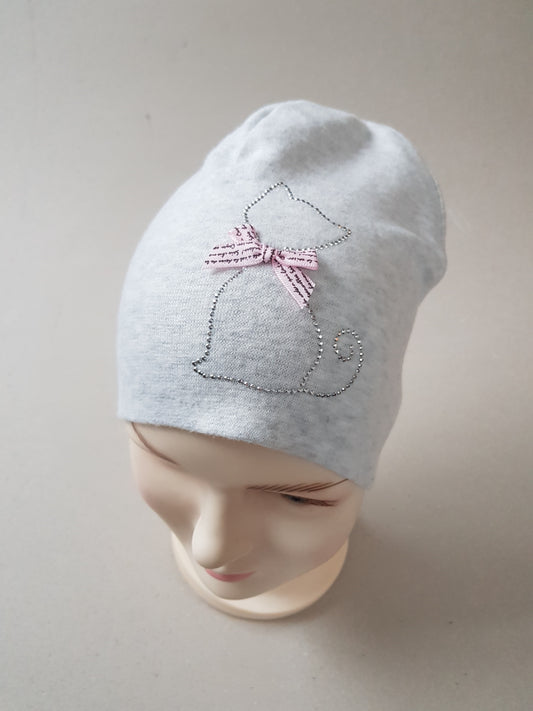 Kids Cotton Hat with Cat Stud Design