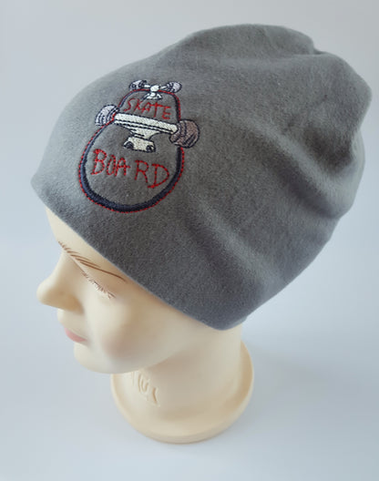 Kids Cotton Hat with Skateboard Embroidery