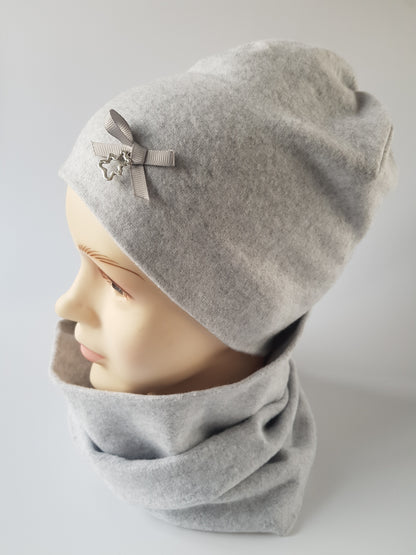 Kids Cotton Hat with Ribbon & Teddy Pendant