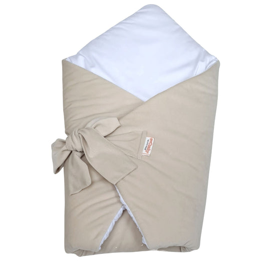 Beige Velvet & White Satin Cotton Swaddle Blanket 3 in 1  | Pre-Order