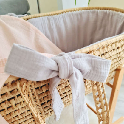 soft bedding for Moses Basket Pram 100% cotton grey colour muslin