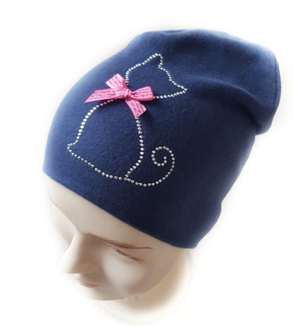 Kids Cotton Hat with Cat Stud Design